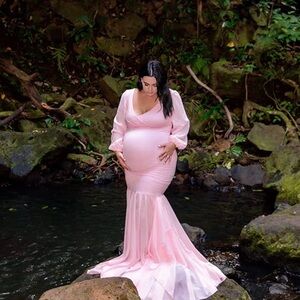 Elegant Pink Maternity Gown
